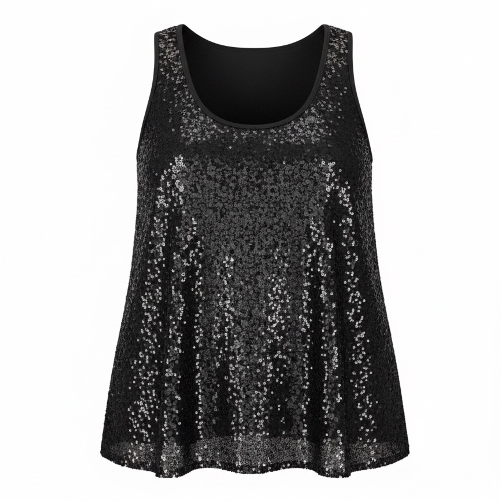 Black Sequin Tank Top Size 18-20